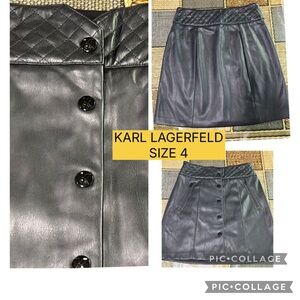 💖KARL LAGERFELD Quilted Leather Button-Up Skirt - black size 4💖